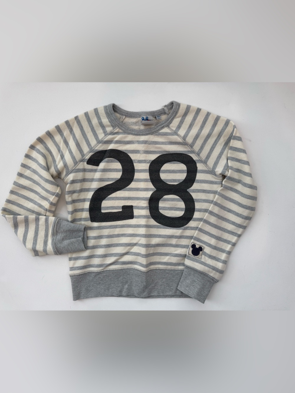 Junk Food Disney Mickey Mouse 28 Striped Sweatshirt Size Medium